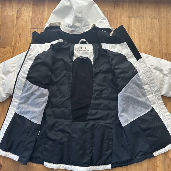 Obermeyer Down Coat Womens 12 White Black Duck Puffer Circuit Ski Snow - Picture 3 of 15